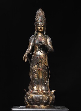 大号纯铜拓金站观音菩萨度母神佛像摆件藏传密宗家居寺庙供奉装饰