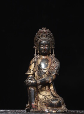 纯铜拓金自在观音菩萨佛像藏传密宗家用佛堂供奉装饰工艺复古摆件