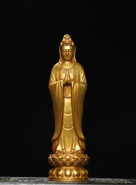 纯铜鎏金观音仿古铜器菩萨佛像家居佛堂供奉装饰品工艺品桌面摆件