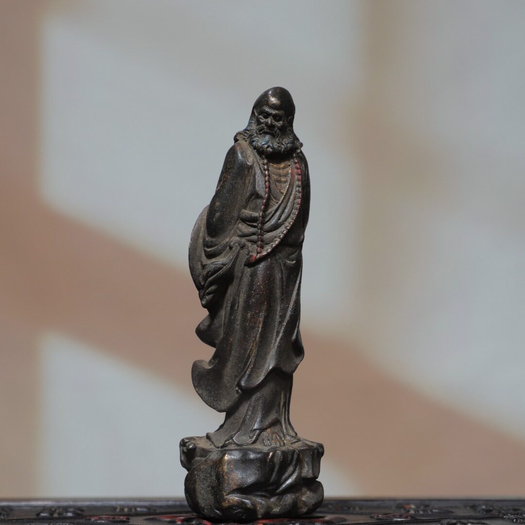 藏传密宗纯铜器达摩祖师佛像摆件工艺品家居客厅禅意玄关装饰礼品