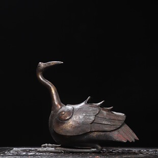 鸬鹚动物香薰炉铜拓金仙鹤熏香炉家居佛堂香道桌面装饰品复古摆件