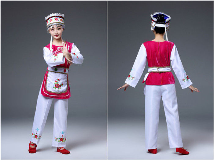 云南少数民族服装大理白族女童装少儿童舞蹈服饰学生舞台演出服装