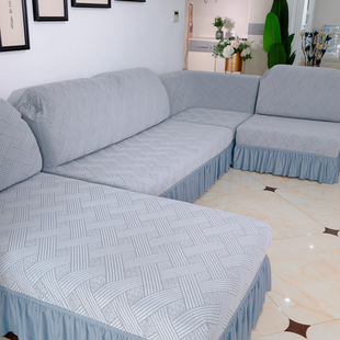 无扶手全包沙发套U型L组合万能弹力沙发套防滑贵妃转角脚踏简约罩