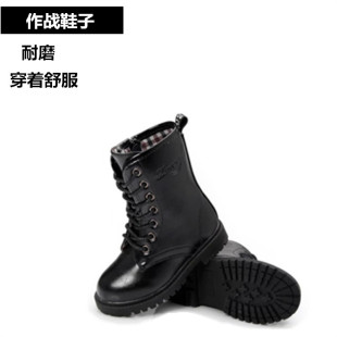 儿童作战靴夏令营小特服表演服饰小察配特训帽特皮靴战靴鞋