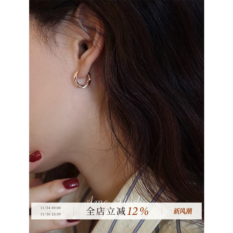 AMO金色圆圈耳环女简约高级