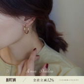 AMO复古C形光面耳环女耳饰高级感轻奢小众冷淡风2026年新款 潮春夏