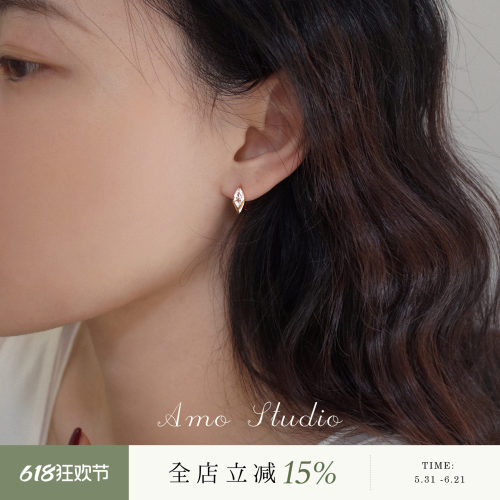 AMO马眼闪钻圈圈耳扣女简约百搭