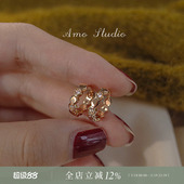 AMO高级感蜂巢耳环女轻奢耳饰小众设计耳圈耳扣2026年新款 潮春夏