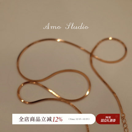 AMO两色入高级感蛇骨链纯银项链女轻奢小众设计感2025年新款秋冬