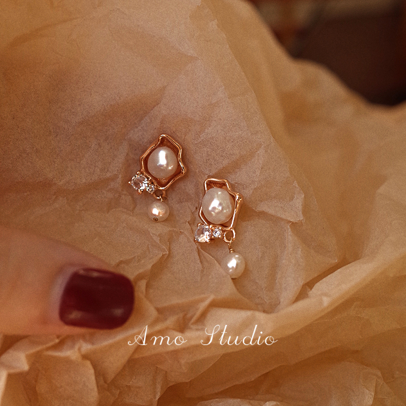 AMO巴洛克珍珠耳环女独特复古