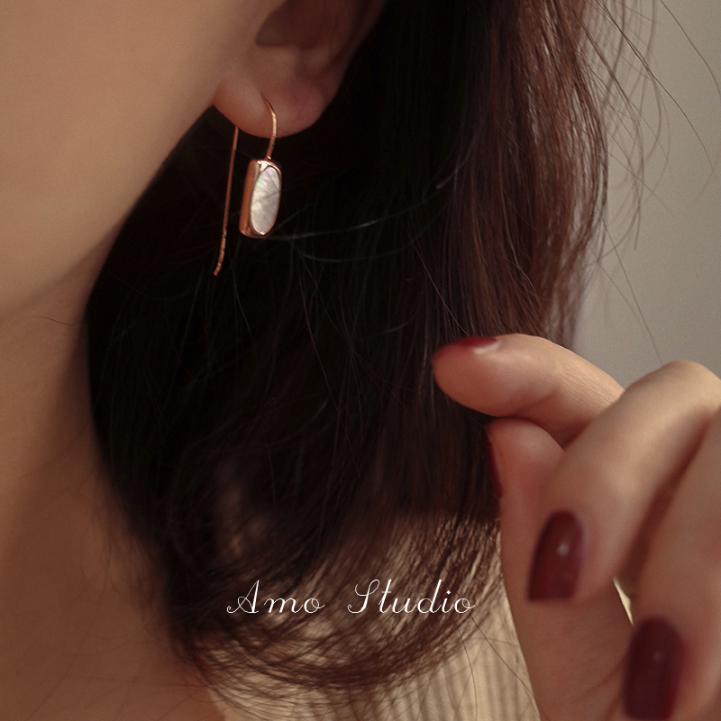 AMO贝壳耳环女925银针轻奢高级感