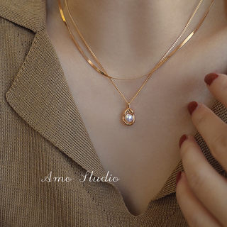 AMO宝藏湾珍珠项链女轻奢小众设计感高级纯银毛衣链2024年新款ins
