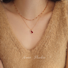 AMO小福禄复古新中式天然红玛瑙葫芦项链女显白红色本命年配饰