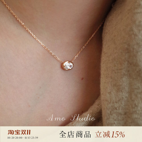 AMO超闪几何高碳钻项链纯银简约