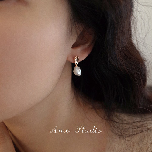 AMO巴洛克珍珠耳环女复古设计感
