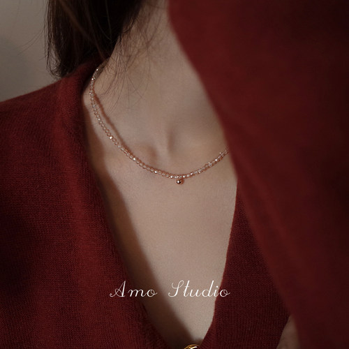AMO超闪串珠项链女纯银简约基础