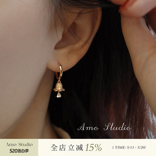 AMO圣诞铃铛耳环女甜美复古