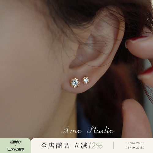 AMO迷你钻耳钉女银针基础养耳洞