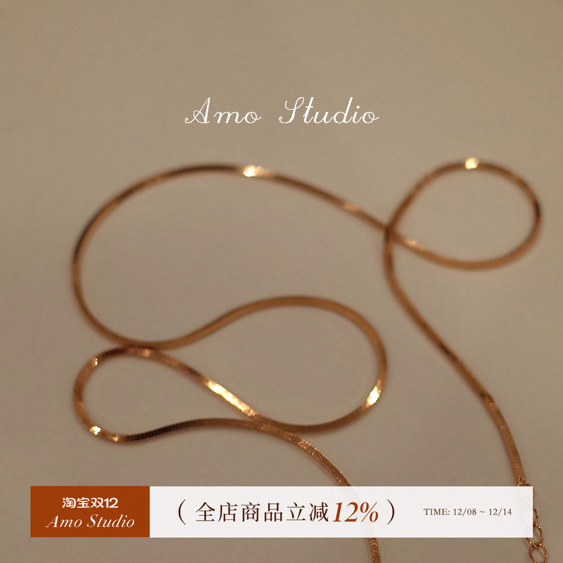 AMO蛇骨链项链女纯银简约气质