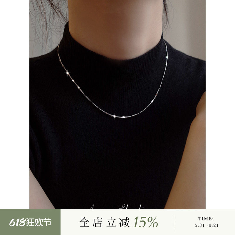 AMO简约基础款叠戴纯银项链女轻奢小众高级感锁骨链2026新款爆款