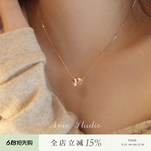 AMO肌理感天然珍珠项链轻奢高级