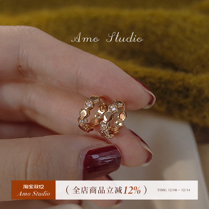 蜂巢耳圈高级感蜂巢耳环女轻奢