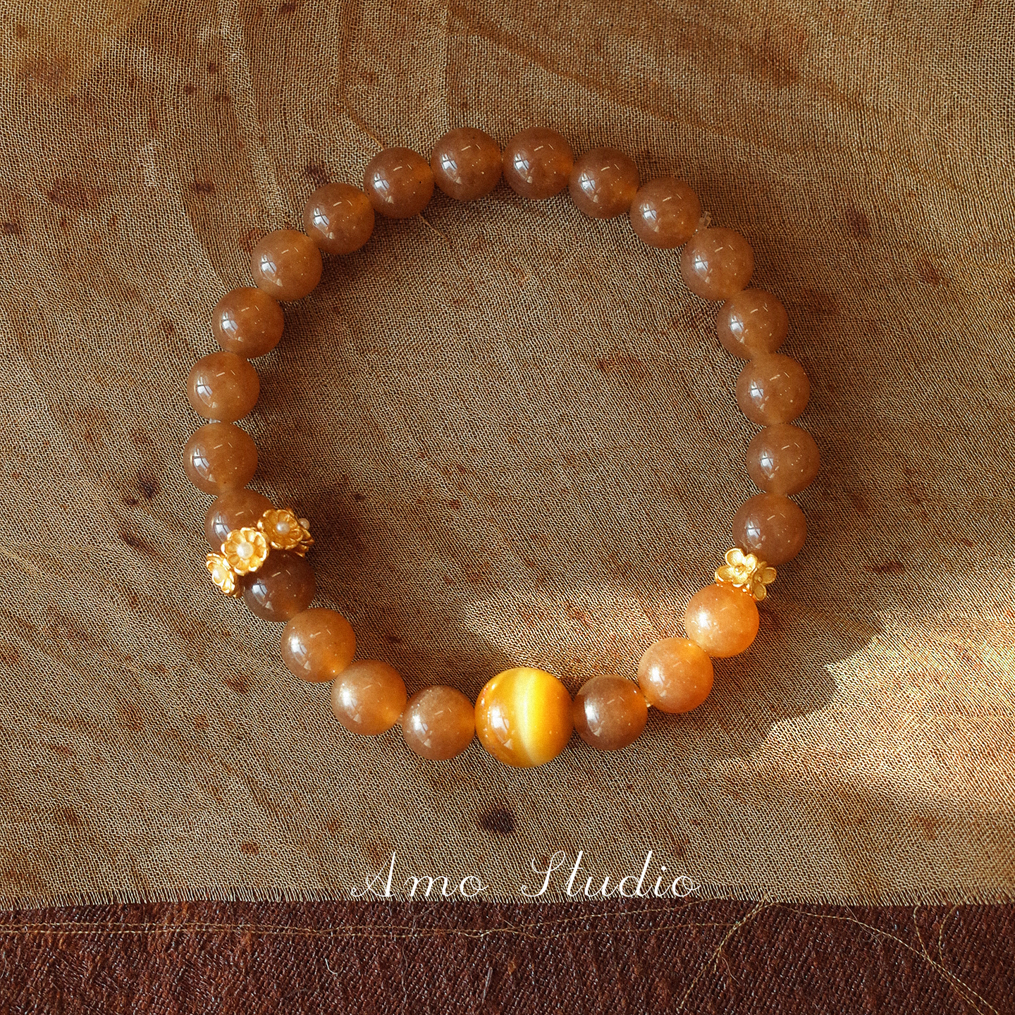 AMO糖色和田玉手串国风温柔显白