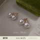 AMO人造珍珠耳环女fever同款 韩国小众设计感高级复古气质纯银耳钉