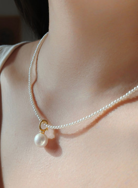 天然淡水大珍珠极光吊坠可拆卸近正圆单颗10-11MM项链叠戴颈链女