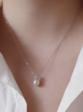 天然珍珠项链女戴妃小方糖耳钉