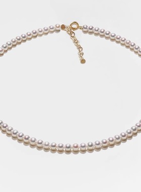 天然珍珠项链女3-4MM媲美Akoya