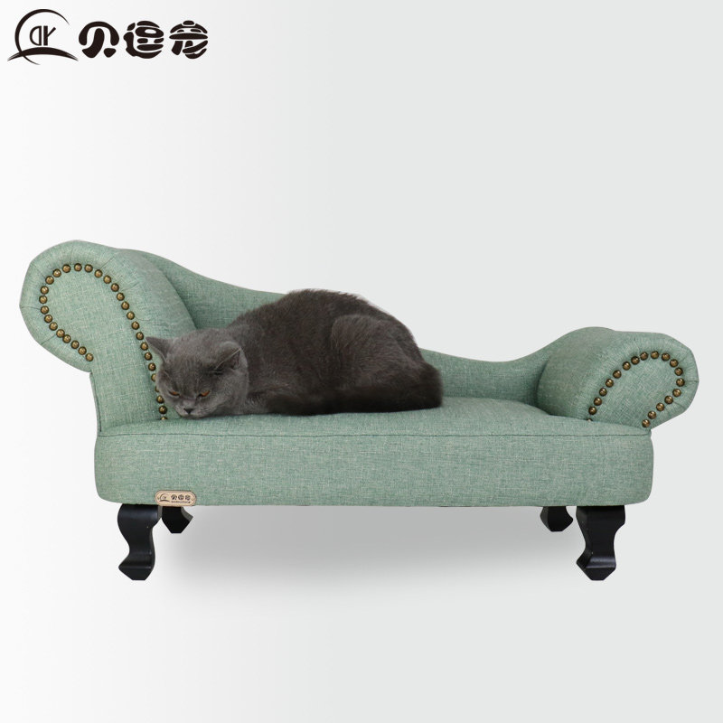 舒适宠物家具狗床猫床实木麻布贵妃宠物床狗窝四季可拆洗猫狗床垫