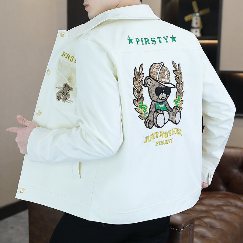 新品刺绣欧洲站潮流百搭夹克翻领