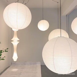 日式纸灯笼侘寂风吊灯复古野口勇圆球宣纸灯中古风客厅餐厅氛围灯