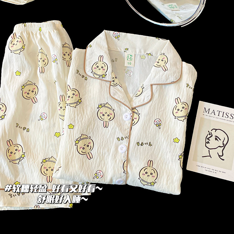 儿童睡衣女夏季短袖短裤女孩公主家居服套装