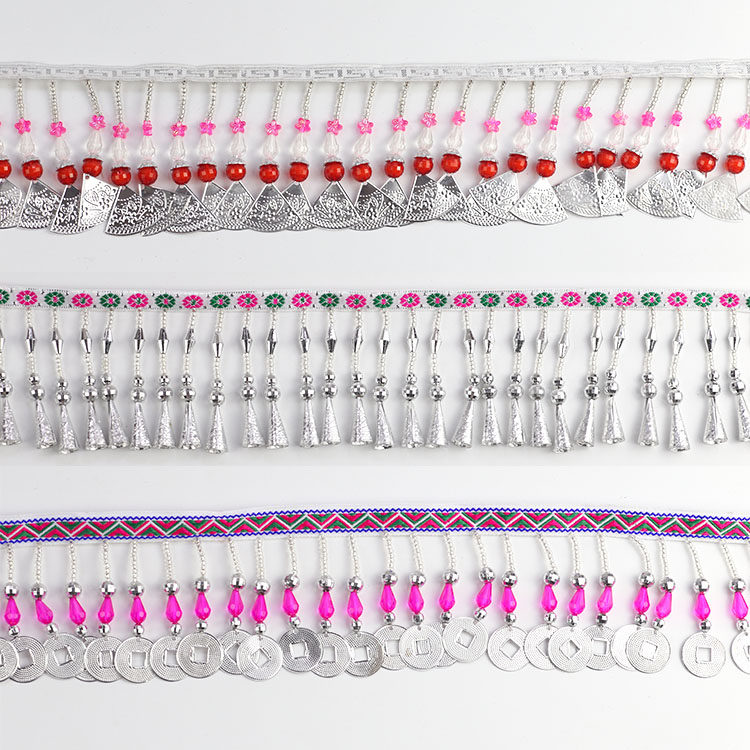 苗族银饰吊坠花边服装少数民族风辅料配饰DIY手工裙摆衣领装饰边