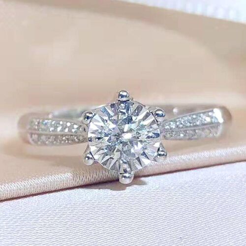 18k珠宝钻石六爪女款车花戒指