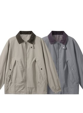 YANSANXIA美式复古秋季短款复古咖啡色薄款外套小众设计感夹克