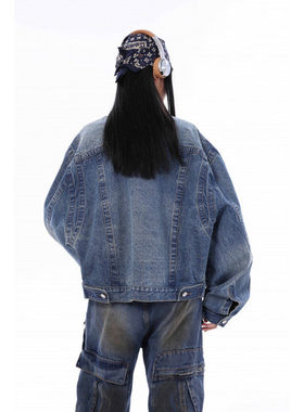 MAOQIAOYI美式复古潮牌水洗宽松牛仔休闲夹克男女通勤潮流外套