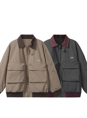 YANSANXIA秋冬美式巴恩风男夹克潮牌百搭大口袋工装宽松休闲外套