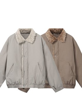 YANSANXIA毛领夹克棉服男款冬季加厚夹棉御寒复古痞帅棉衣外套