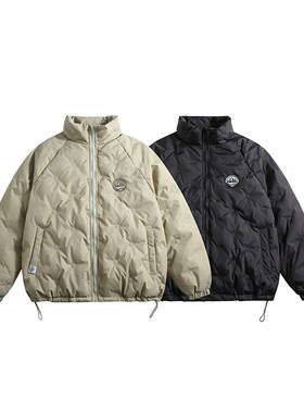 STUDIO ONE菱格羽绒服男休闲宽松立领保暖外套潮流情侣款面包服