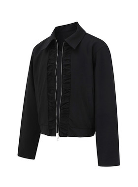 FORN3 2025秋季复古街头褶皱拉链翻领夹克日系休闲宽松外套男