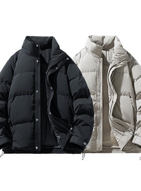 PSALMIST潮牌冬季简约90白鸭绒立领羽绒服男美式宽松情侣保暖外套