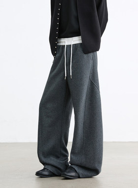 PUBIE美式重磅cleanfit纯色运动卫裤男潮牌宽松垂感工装休闲裤