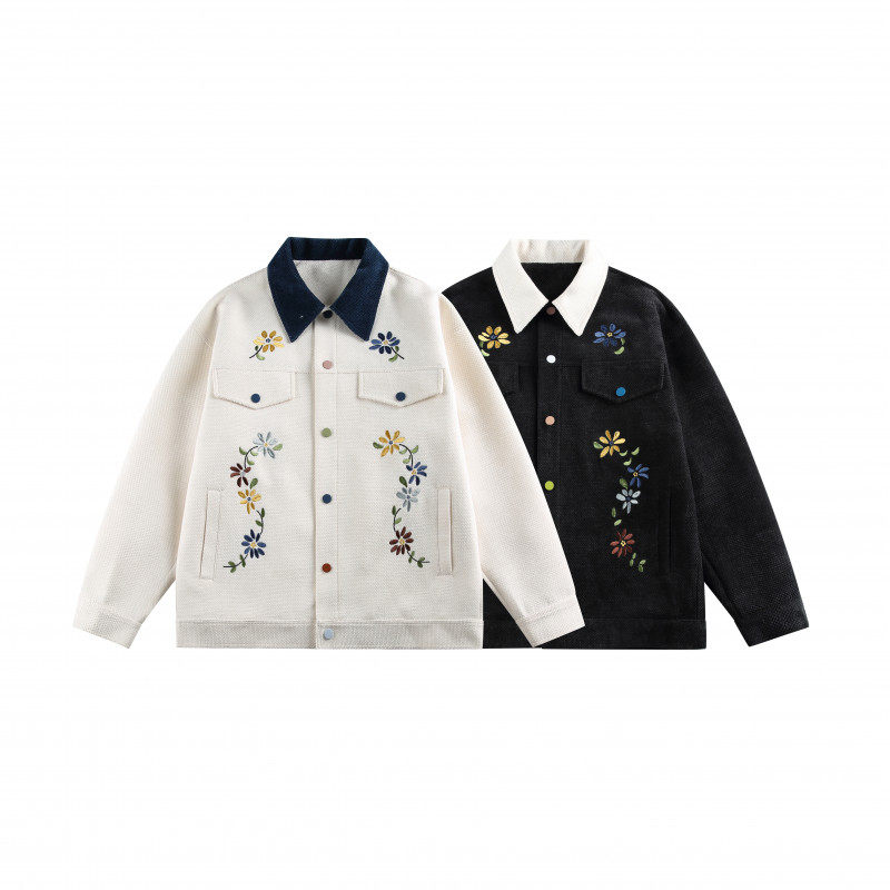 REAL SPACE美式复古国潮刺绣夹克外套男女拼色春款情侣棒球服