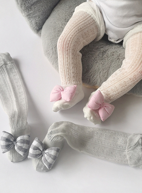 新生婴儿长腿袜子夏季纯棉超薄透气女宝宝不勒腿长筒袜过膝高筒袜