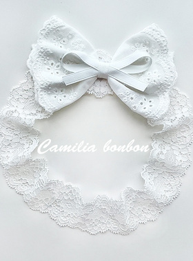 韩版女宝宝头饰白色蕾丝公主蝴蝶结发带满月百天婴儿可爱不勒头花