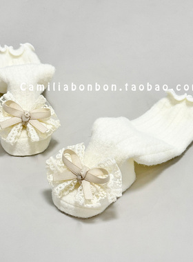 新生婴儿过膝长筒袜秋冬季加厚保暖满月女宝宝公主可爱不勒腿袜子