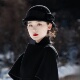复古黑色千金帽藤井树小姐赫本风礼帽女真丝麻羊毛呢卷边贝雷帽子
